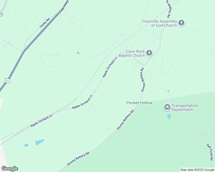 map of restaurants, bars, coffee shops, grocery stores, and more near 1288 Apple Orchard Lane in Troutville