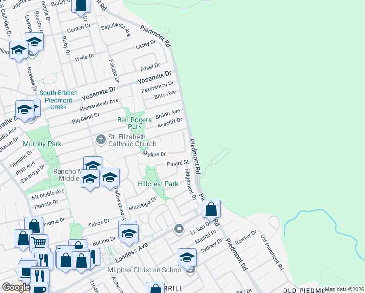 map of restaurants, bars, coffee shops, grocery stores, and more near 934 Kristin Ridge Way in Milpitas