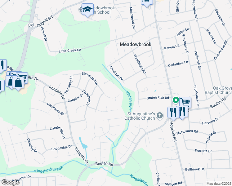 map of restaurants, bars, coffee shops, grocery stores, and more near 4718 Steven Hill Drive in Richmond