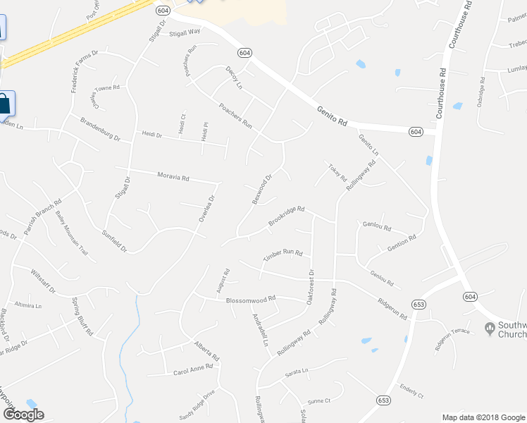 map of restaurants, bars, coffee shops, grocery stores, and more near 10625 Bexwood Court in Chesterfield