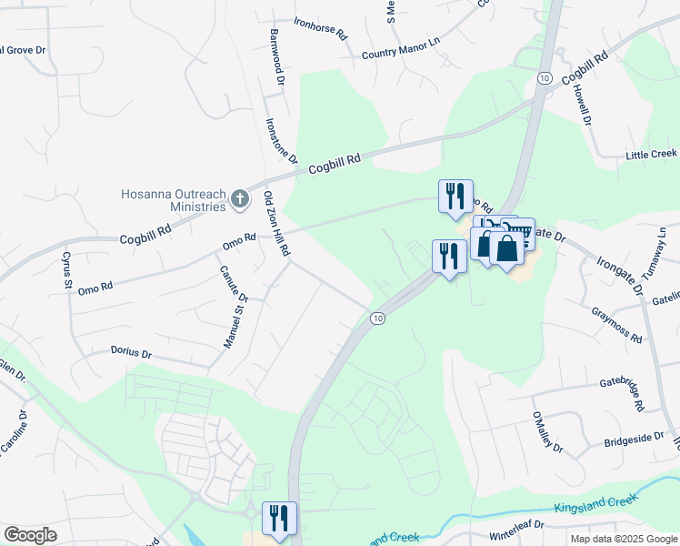 map of restaurants, bars, coffee shops, grocery stores, and more near 5632 Canasta Drive in Richmond