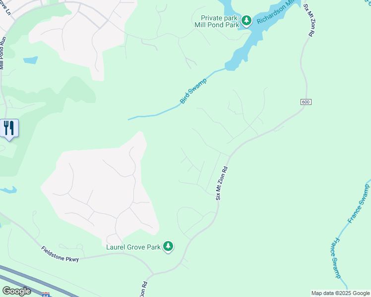 map of restaurants, bars, coffee shops, grocery stores, and more near 9646 Rock Rose Court in Toano