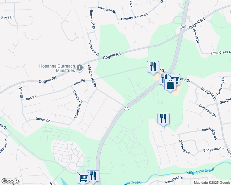 map of restaurants, bars, coffee shops, grocery stores, and more near 5624 Canasta Drive in Richmond