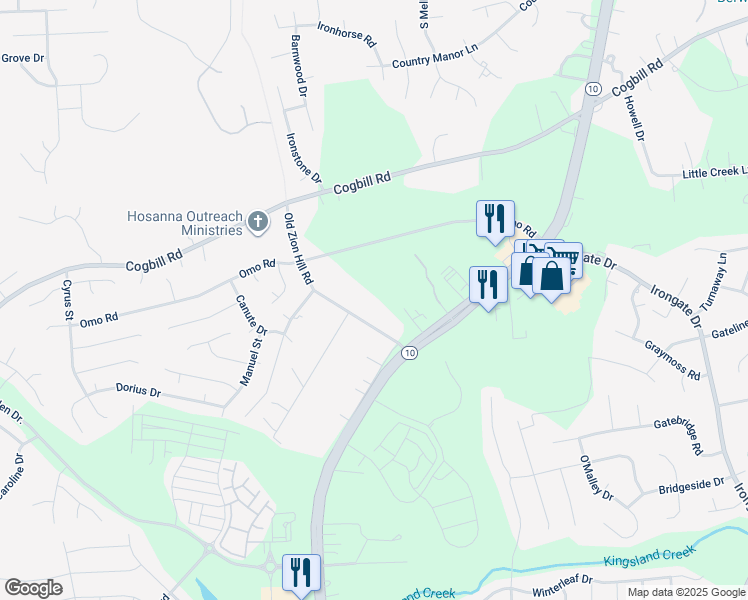 map of restaurants, bars, coffee shops, grocery stores, and more near 5624 Canasta Drive in Richmond