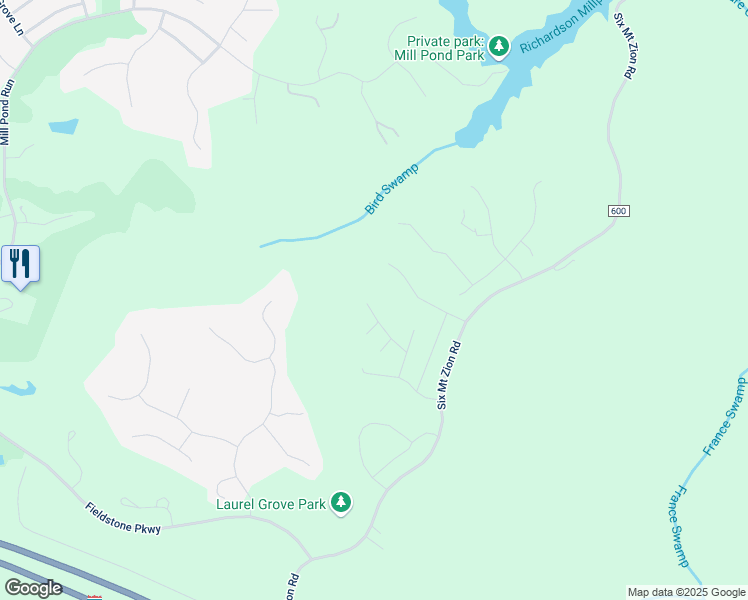 map of restaurants, bars, coffee shops, grocery stores, and more near 9650 Rock Rose Court in Toano