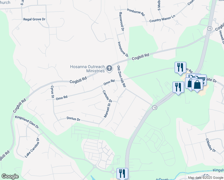 map of restaurants, bars, coffee shops, grocery stores, and more near 6510 Lothaire Court in Richmond