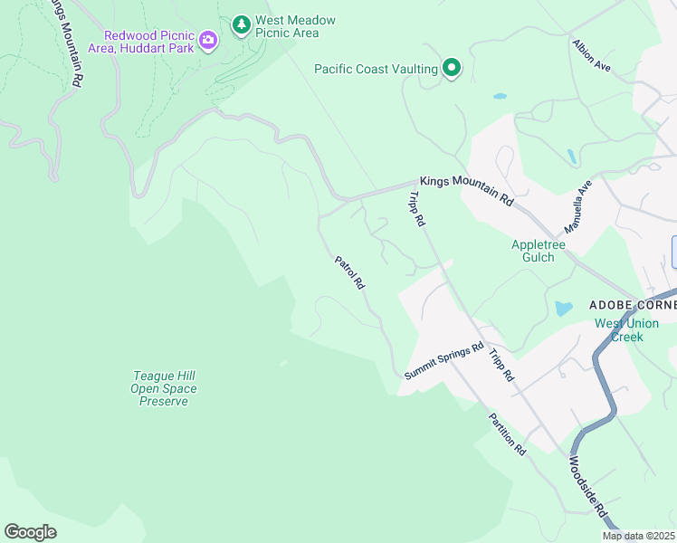 map of restaurants, bars, coffee shops, grocery stores, and more near 559 Patrol Road in Woodside