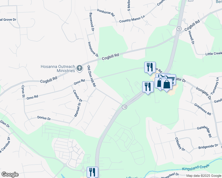 map of restaurants, bars, coffee shops, grocery stores, and more near 5632 Canasta Drive in Richmond