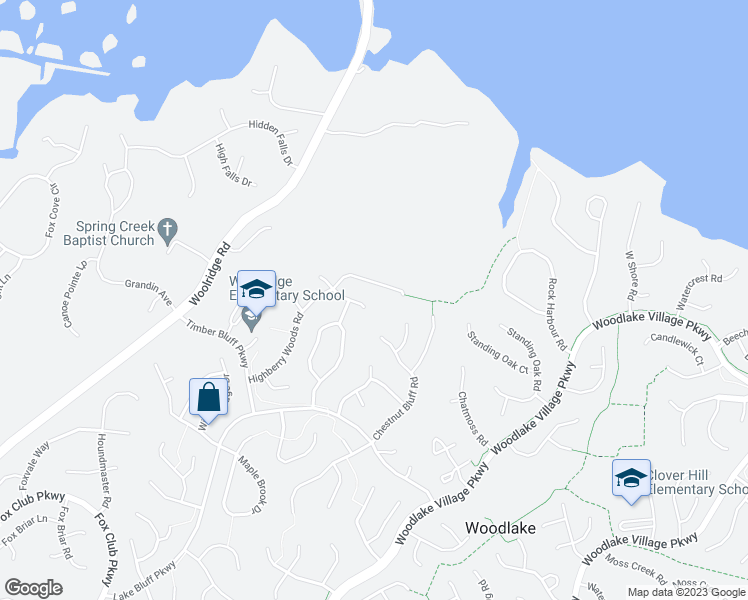 map of restaurants, bars, coffee shops, grocery stores, and more near 14802 Highberry Woods Drive in Midlothian
