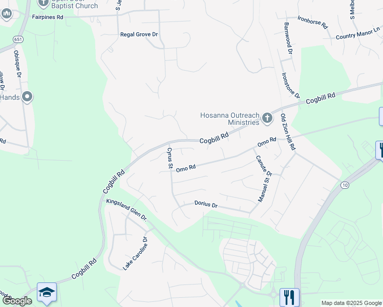 map of restaurants, bars, coffee shops, grocery stores, and more near 6307 Phobus Drive in Richmond