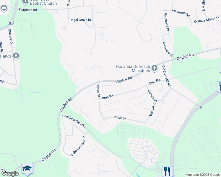 map of restaurants, bars, coffee shops, grocery stores, and more near 6307 Phobus Drive in Richmond