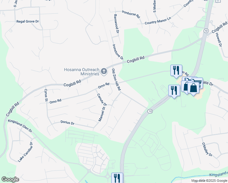 map of restaurants, bars, coffee shops, grocery stores, and more near 6407 Lothaire Court in Richmond