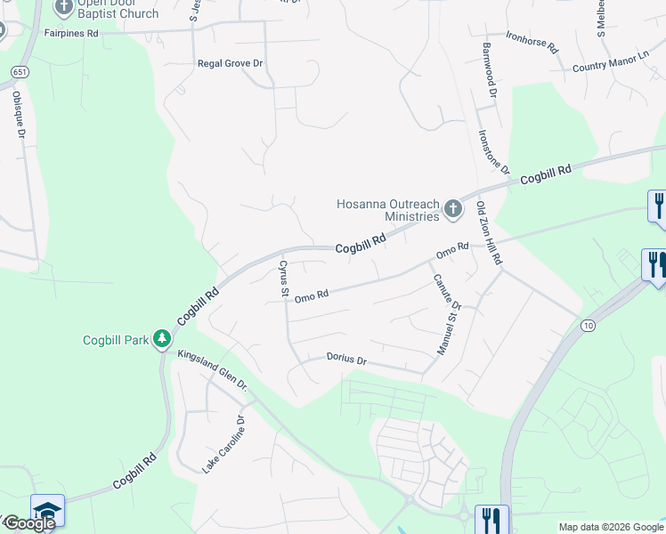 map of restaurants, bars, coffee shops, grocery stores, and more near 6304 Phobus Drive in Richmond