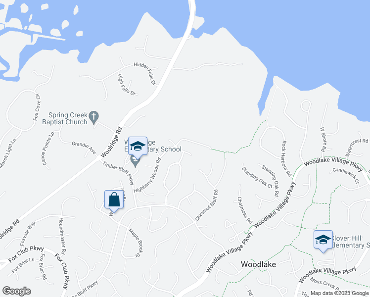 map of restaurants, bars, coffee shops, grocery stores, and more near 14810 Highberry Woods Drive in Midlothian