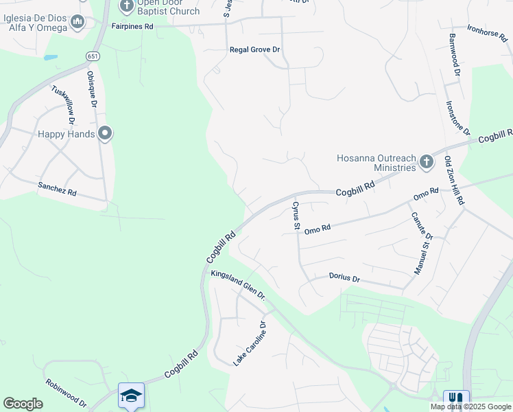 map of restaurants, bars, coffee shops, grocery stores, and more near 6431 Kings Crest Court in Chesterfield