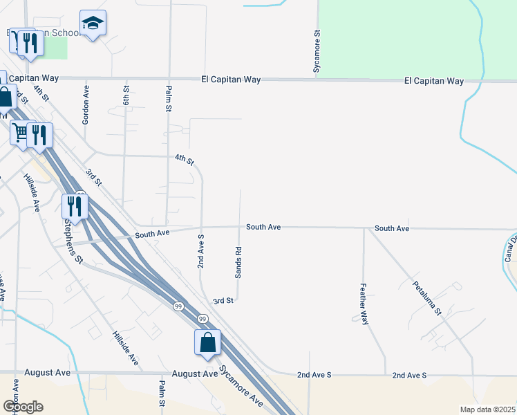 map of restaurants, bars, coffee shops, grocery stores, and more near 15210 South Avenue in Delhi