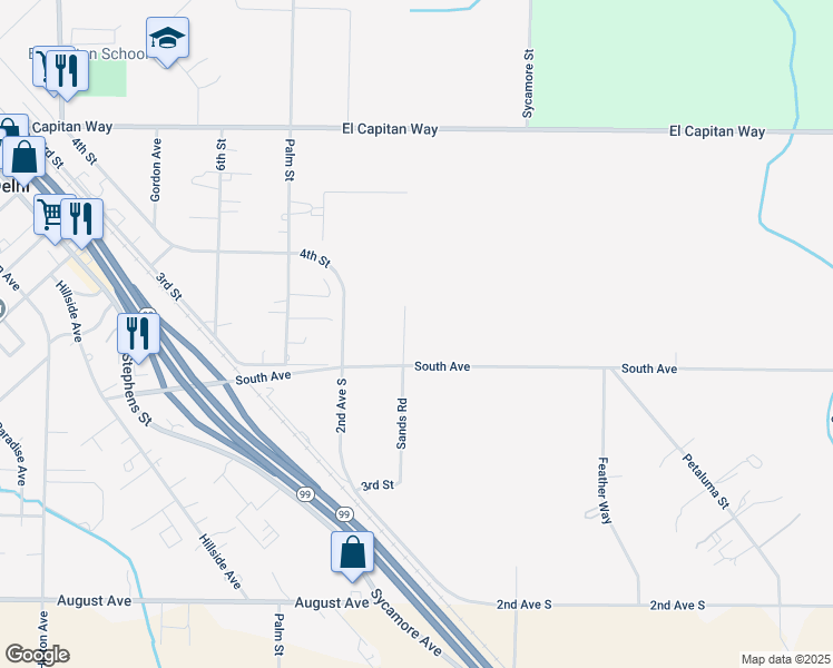 map of restaurants, bars, coffee shops, grocery stores, and more near 15210 South Avenue in Delhi
