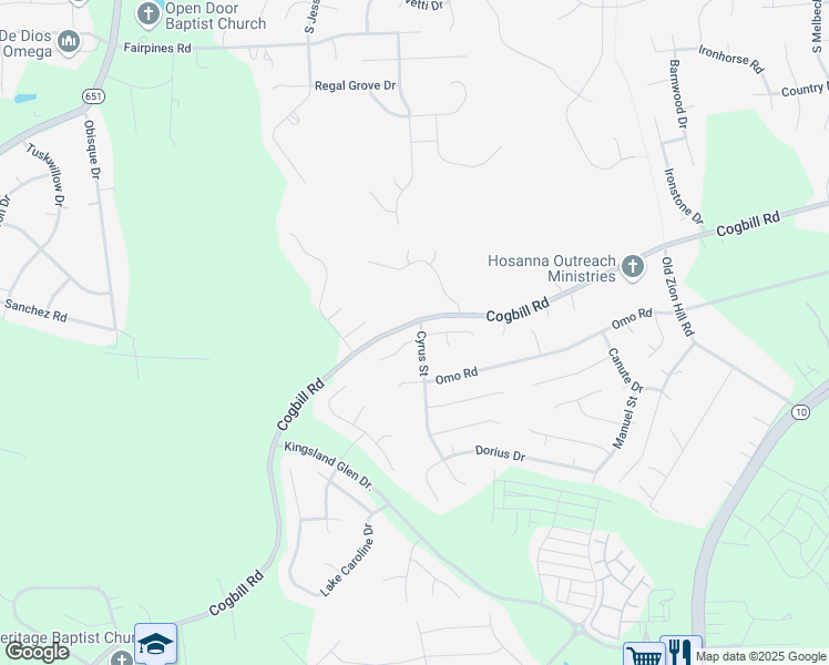 map of restaurants, bars, coffee shops, grocery stores, and more near 6300 Cyrus Street in Richmond