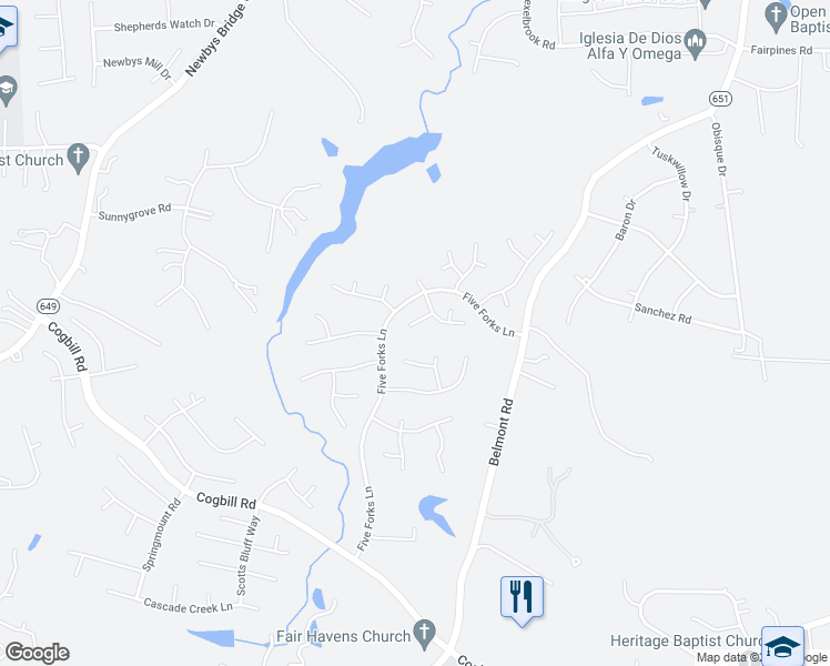 map of restaurants, bars, coffee shops, grocery stores, and more near 7705 Bakers Hill Lane in Chesterfield