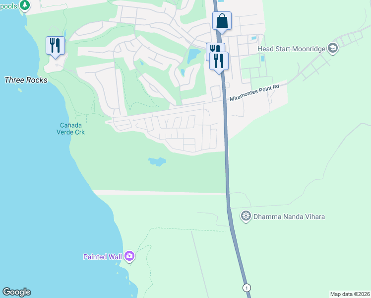 map of restaurants, bars, coffee shops, grocery stores, and more near 54 Creekside Drive in Half Moon Bay