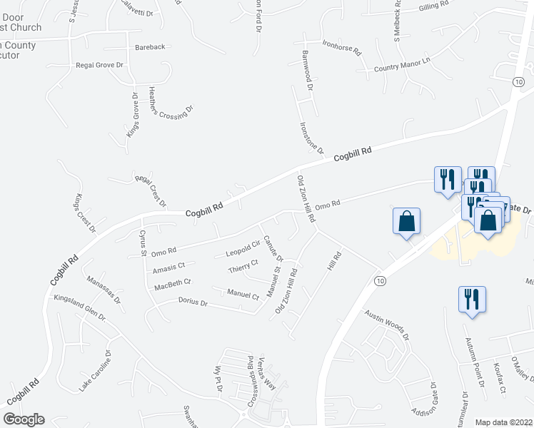 map of restaurants, bars, coffee shops, grocery stores, and more near 6000 Omo Road in Richmond