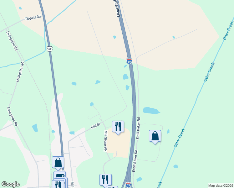 map of restaurants, bars, coffee shops, grocery stores, and more near 801-1133 Mill Street in Hanson