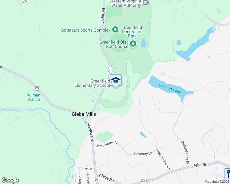 map of restaurants, bars, coffee shops, grocery stores, and more near 288 Etzler Road in Troutville