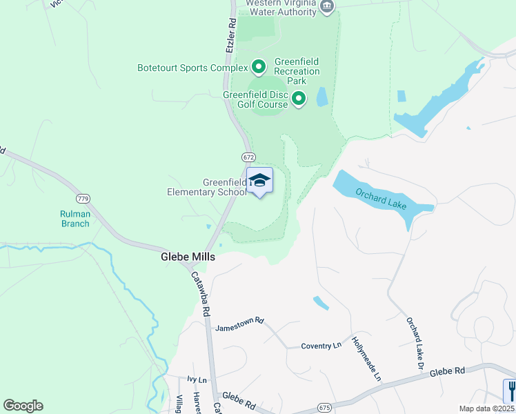 map of restaurants, bars, coffee shops, grocery stores, and more near 288 Etzler Road in Troutville