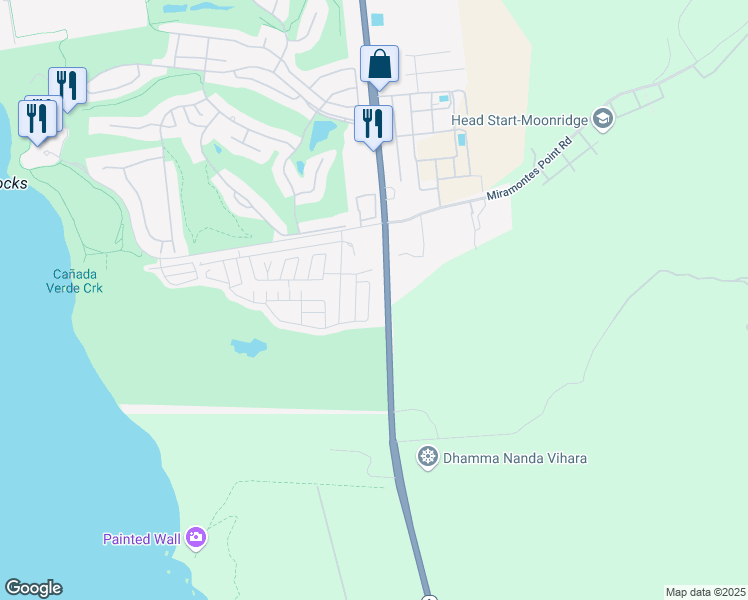 map of restaurants, bars, coffee shops, grocery stores, and more near 38 Seascape Drive in Half Moon Bay