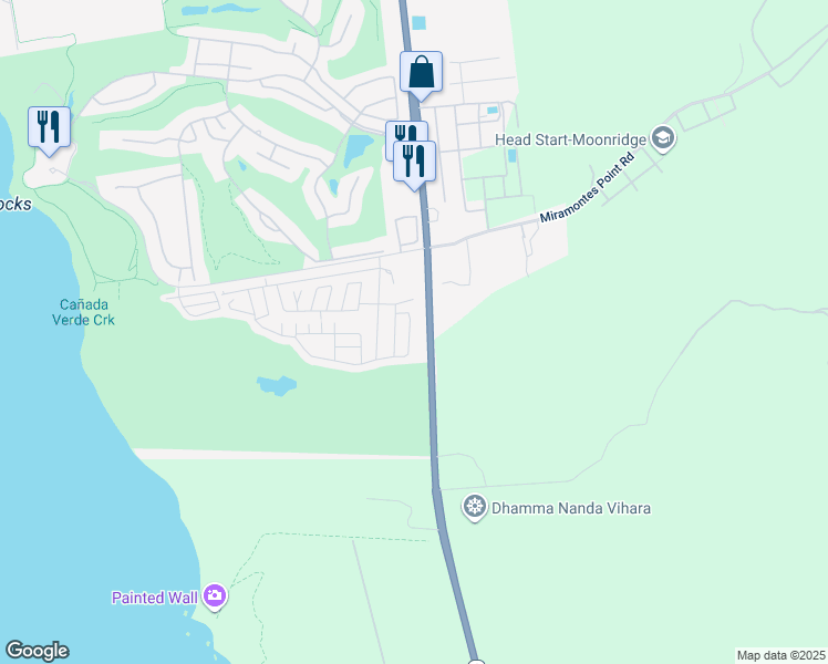 map of restaurants, bars, coffee shops, grocery stores, and more near 38 Seascape Drive in Half Moon Bay