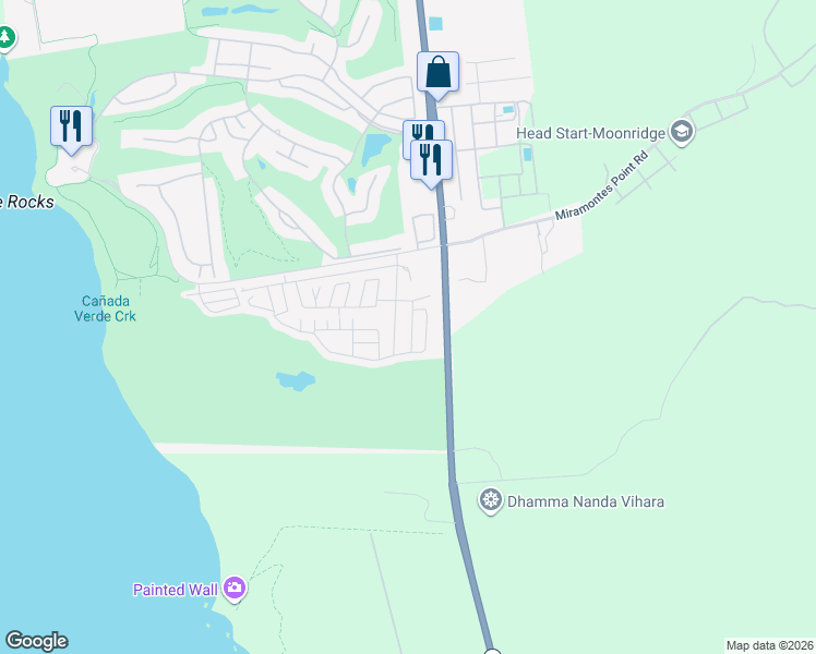 map of restaurants, bars, coffee shops, grocery stores, and more near 33 Sailfish Court in Half Moon Bay