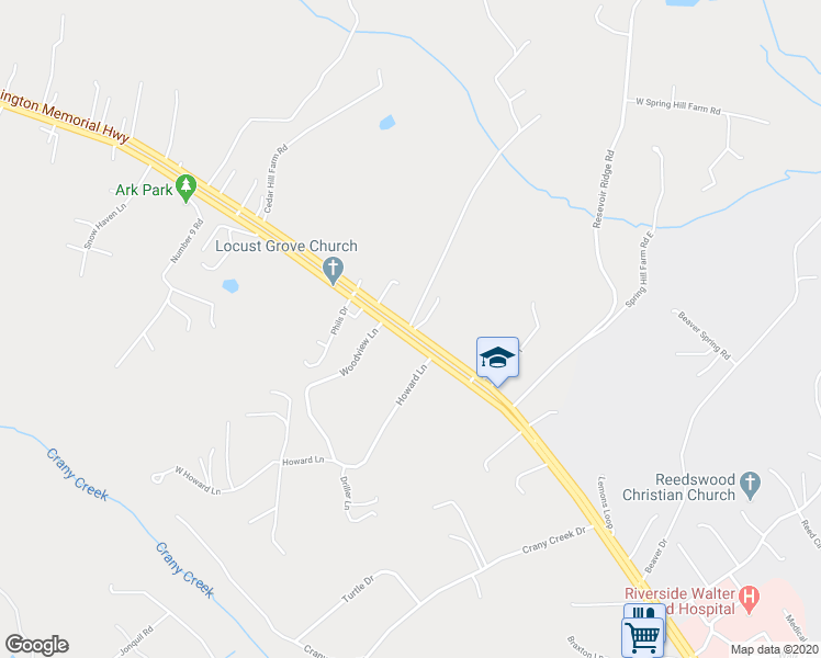 map of restaurants, bars, coffee shops, grocery stores, and more near 8751 George Washington Memorial Highway in Gloucester