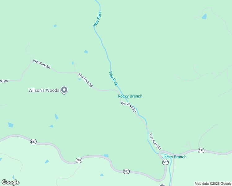 map of restaurants, bars, coffee shops, grocery stores, and more near 184-186 War Fork Road in McKee