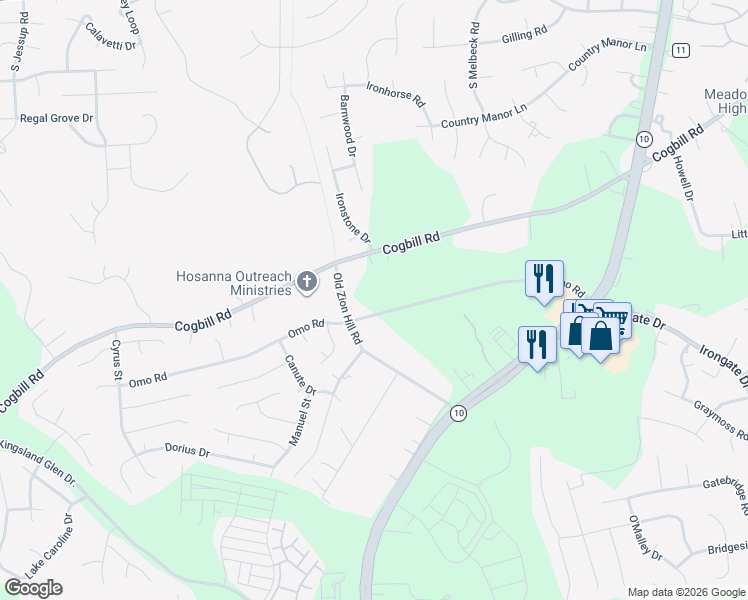 map of restaurants, bars, coffee shops, grocery stores, and more near 5734 Omo Road in Richmond