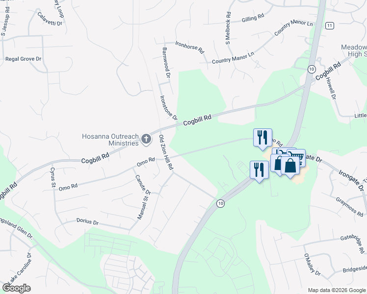 map of restaurants, bars, coffee shops, grocery stores, and more near 5734 Omo Road in Richmond