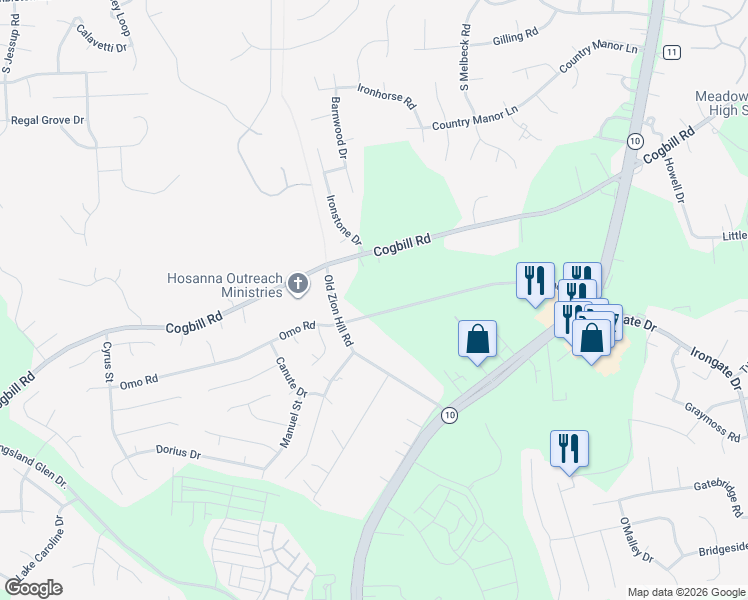 map of restaurants, bars, coffee shops, grocery stores, and more near 5734 Omo Road in Richmond