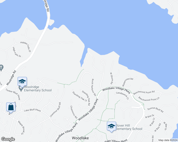 map of restaurants, bars, coffee shops, grocery stores, and more near 5213 Rock Harbour Road in Midlothian