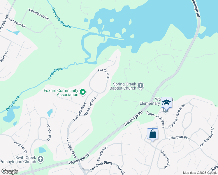 map of restaurants, bars, coffee shops, grocery stores, and more near 15542 Fox Cove Circle in Moseley