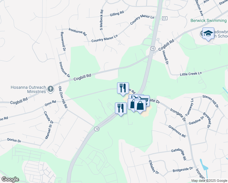 map of restaurants, bars, coffee shops, grocery stores, and more near 5449 Omo Road in Richmond