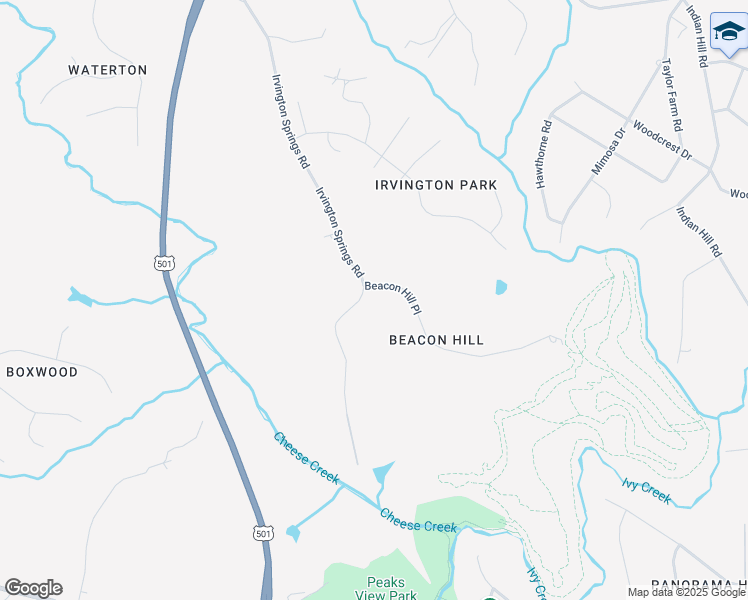 map of restaurants, bars, coffee shops, grocery stores, and more near 100 Beacon Hill Place in Lynchburg
