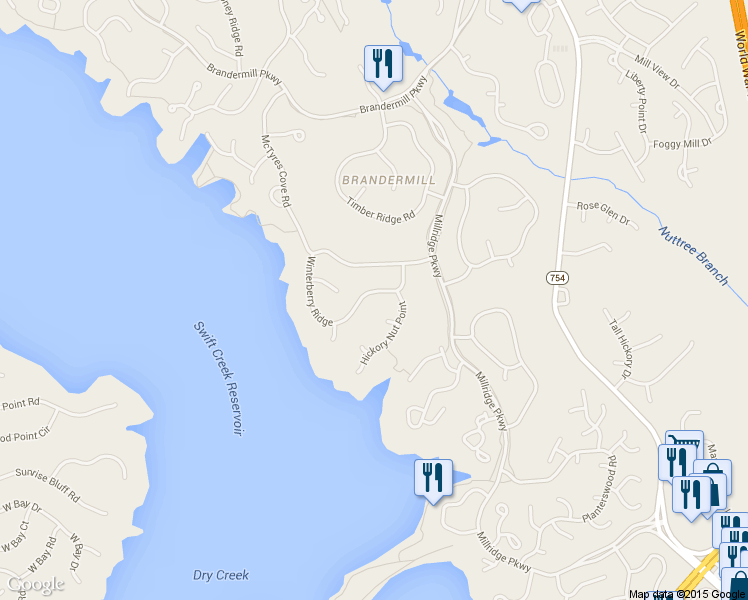 map of restaurants, bars, coffee shops, grocery stores, and more near 13810 Winterberry Ridge in Midlothian