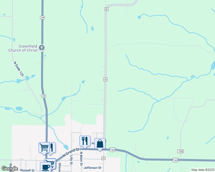 map of restaurants, bars, coffee shops, grocery stores, and more near 62 County Road H in Greenfield