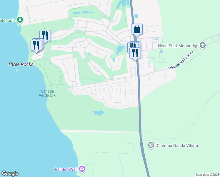 map of restaurants, bars, coffee shops, grocery stores, and more near 14 Sea Shell Circle in Half Moon Bay
