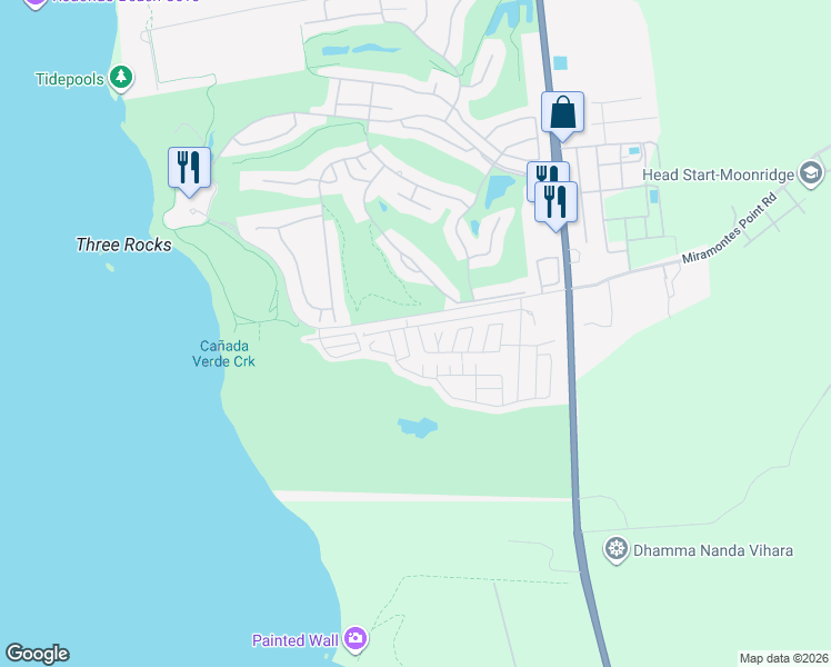 map of restaurants, bars, coffee shops, grocery stores, and more near 51 Sea Breeze Drive in Half Moon Bay