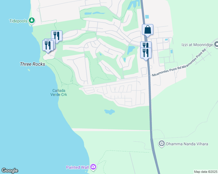 map of restaurants, bars, coffee shops, grocery stores, and more near 51 Sea Breeze Drive in Half Moon Bay