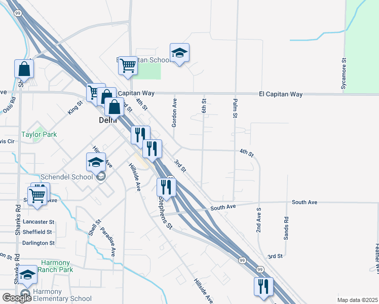 map of restaurants, bars, coffee shops, grocery stores, and more near 15857 4th Street in Snelling