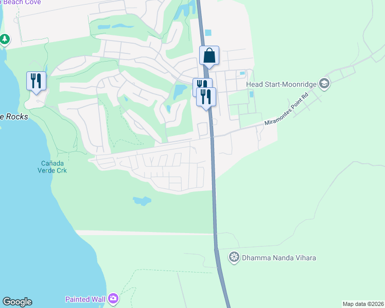 map of restaurants, bars, coffee shops, grocery stores, and more near 22 Canada Cove Avenue in Half Moon Bay