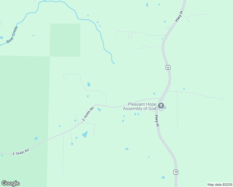 map of restaurants, bars, coffee shops, grocery stores, and more near 1961 East 564th Road in Pleasant Hope