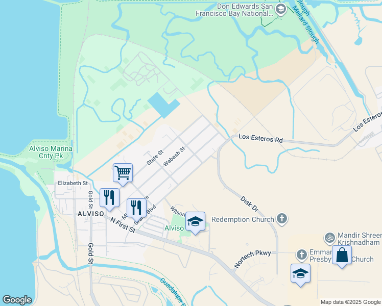 map of restaurants, bars, coffee shops, grocery stores, and more near 1598 Pacific Avenue in San Jose