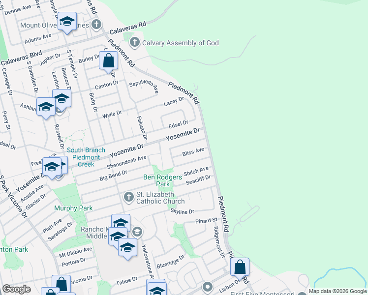map of restaurants, bars, coffee shops, grocery stores, and more near 2164 Petersburg Dr in Milpitas
